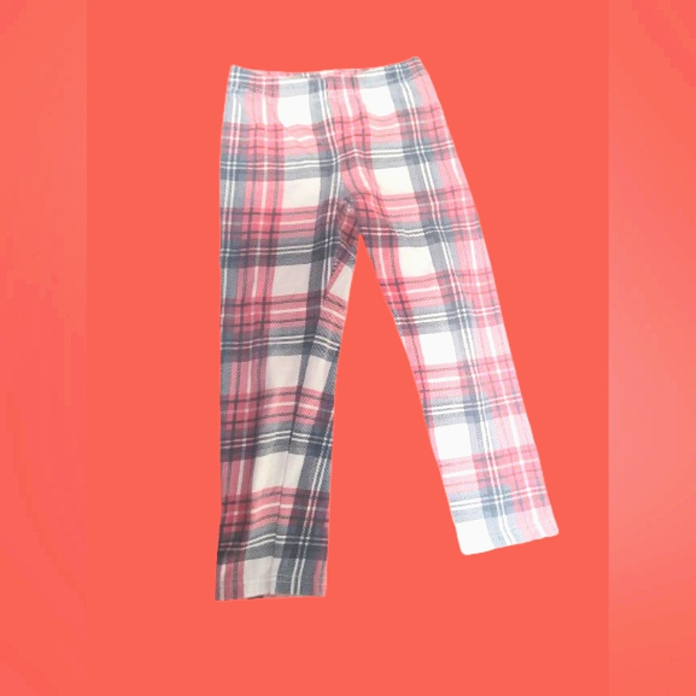Red and white plaid stretchy pant's.